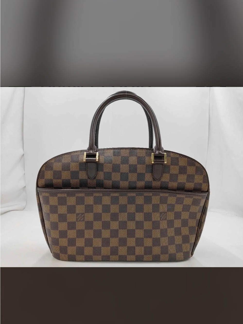 Designer-Style Brown Checkered Tote Bag